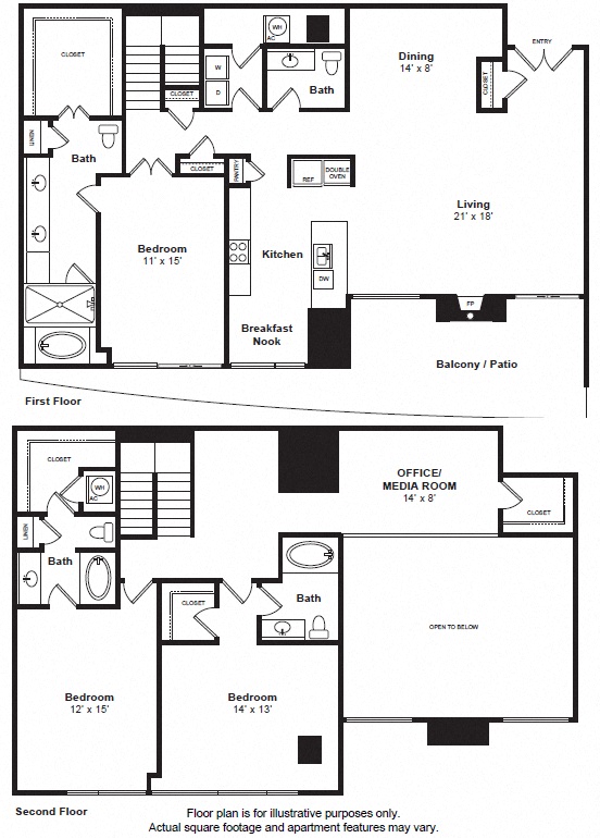 Floor plan for 3 beds, 3.5 baths, 2945 sqft